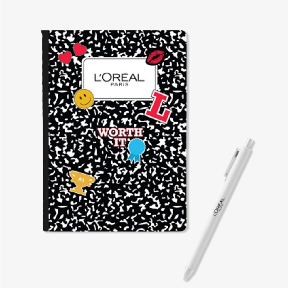 🔵2 for $20 Small L’Oreal Composition Notebook and Red Pen set w/ sticker design